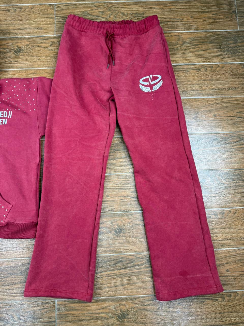 Red zip up jacket and sweats set
