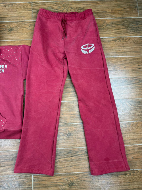 Red zip up jacket and sweats set