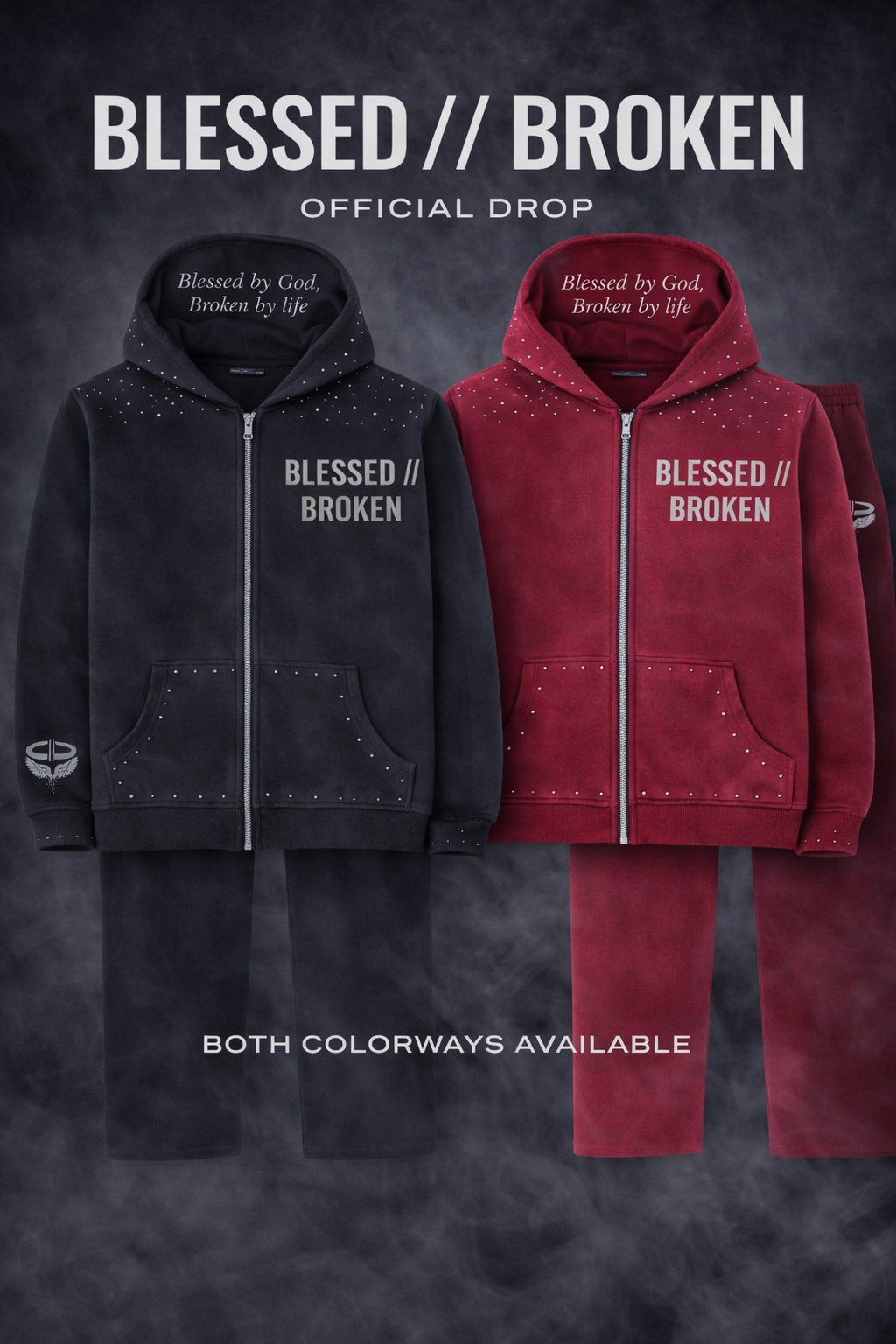 Red zip up jacket and sweats set